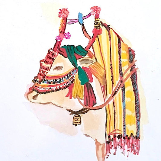 Festive Cow Original Hand Painted Art